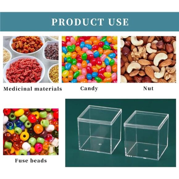 Clear Acrylic Box with Lid, 4 Pack 4x4x4 inches Clear Plastic Box for Organize - Picture 4 of 8